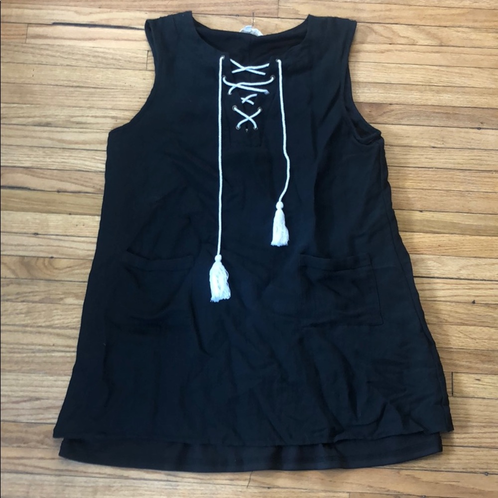 Black mini dress with tassels by Entro